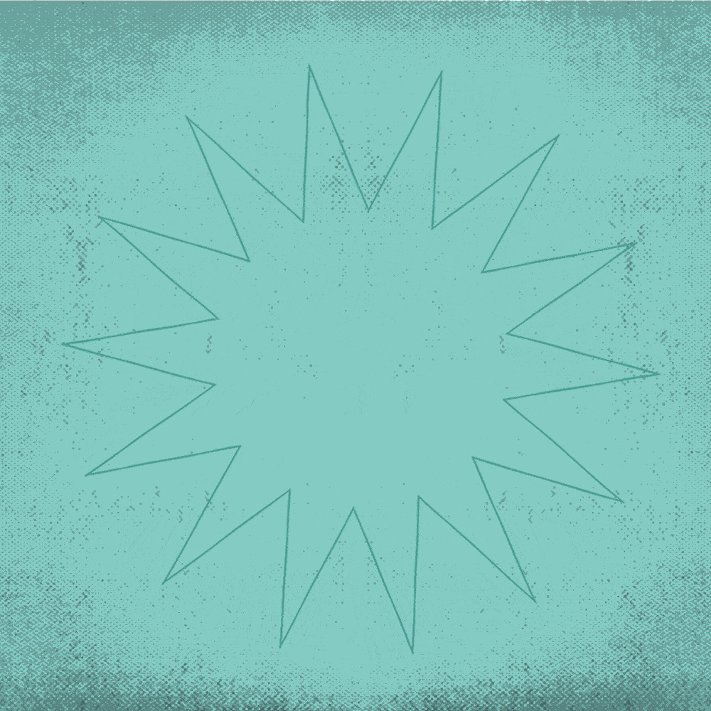 teal background with star lines in center