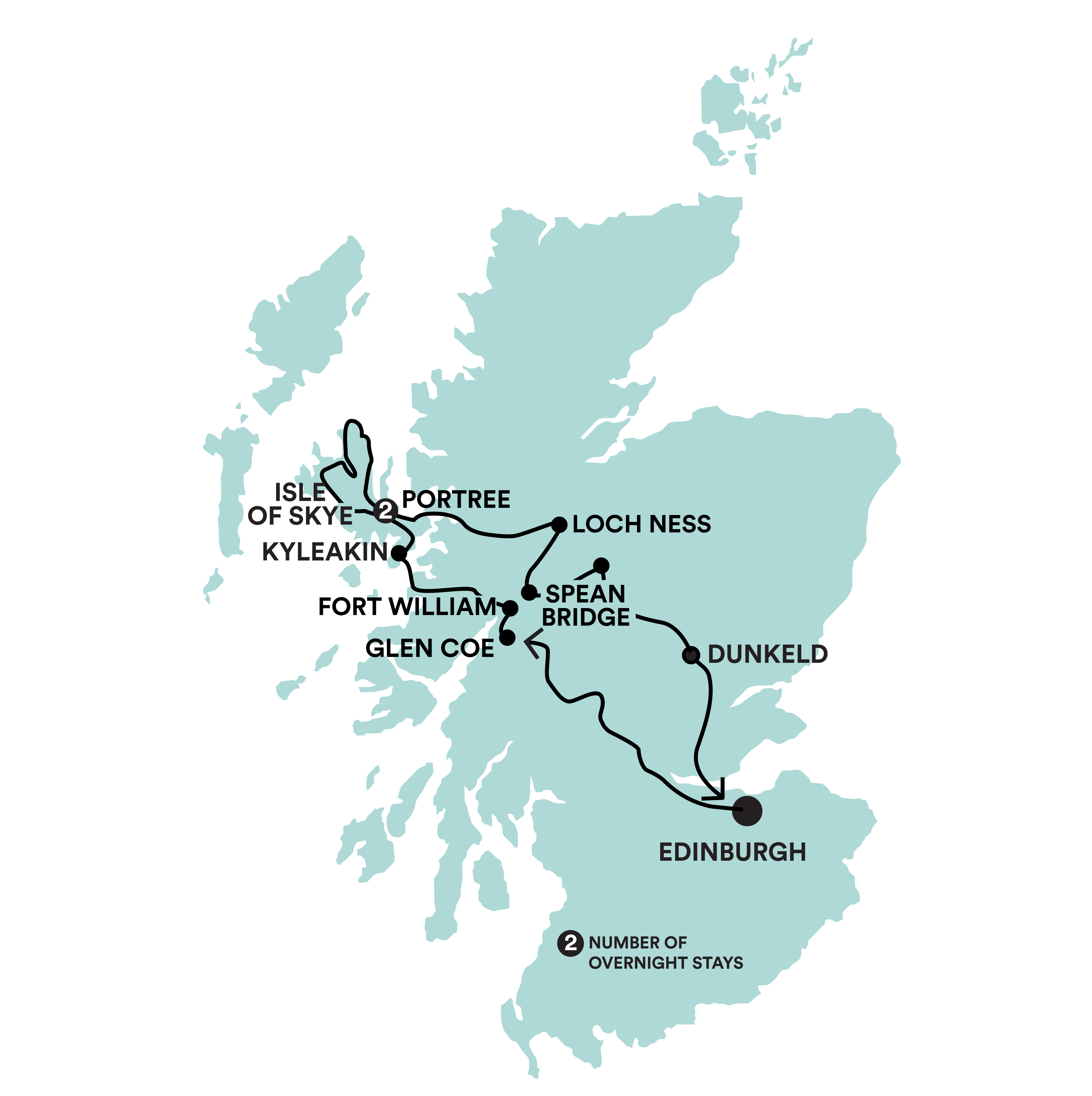 Isle of Skye & The Train Route to Hogwarts Tour Map