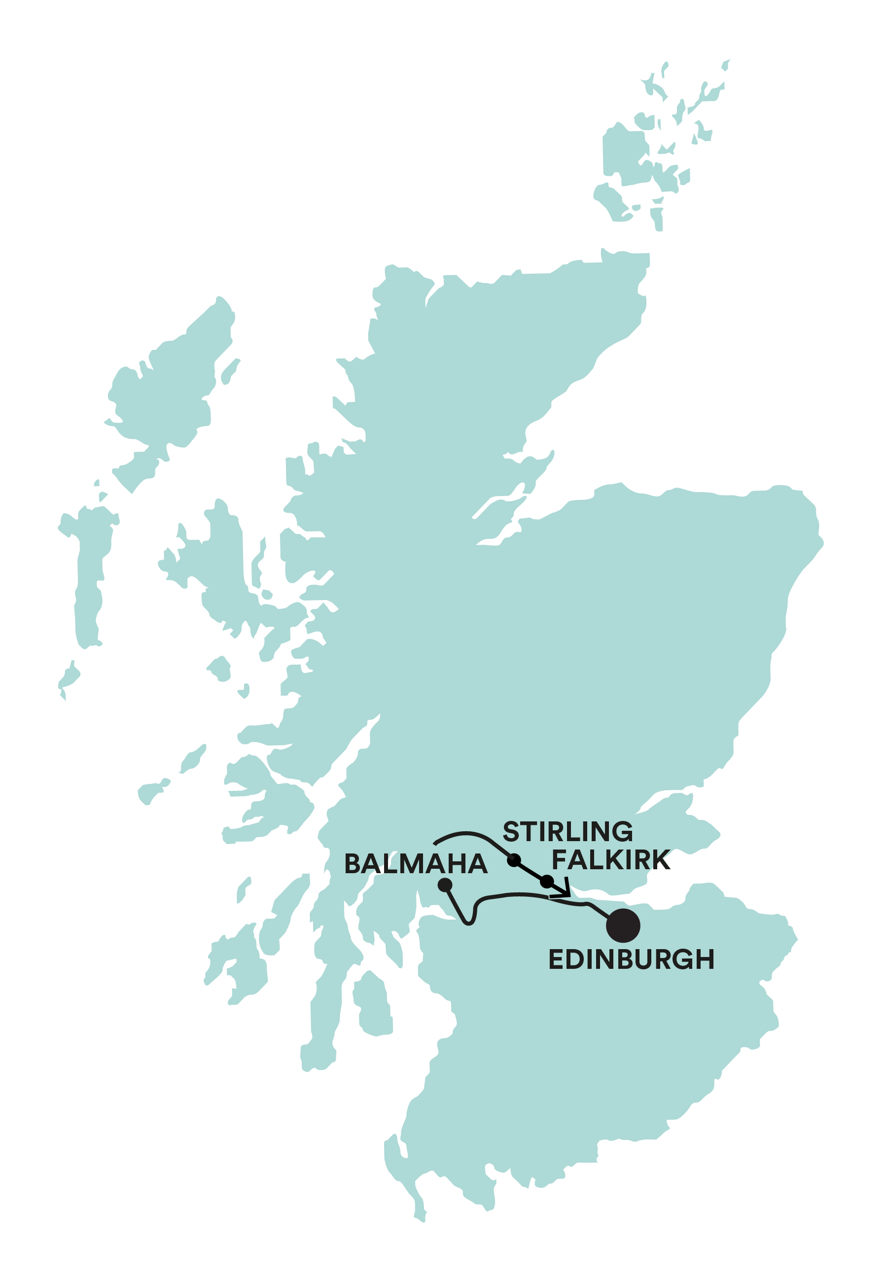 Lochs, Castles & The Kelpies Tour Map